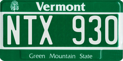 VT license plate NTX930
