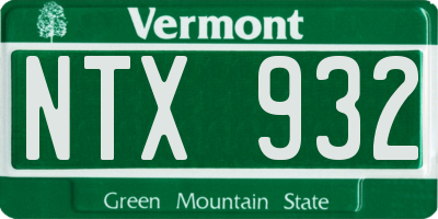 VT license plate NTX932