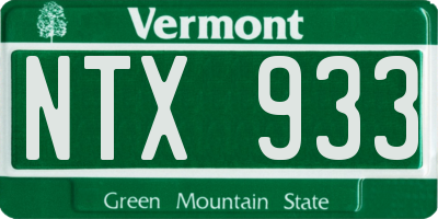 VT license plate NTX933