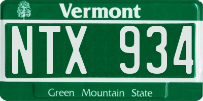 VT license plate NTX934