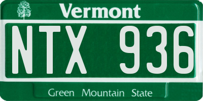 VT license plate NTX936