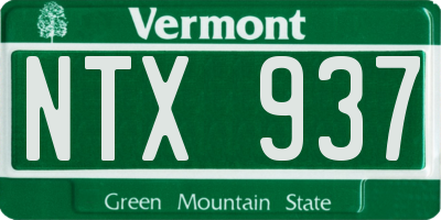 VT license plate NTX937