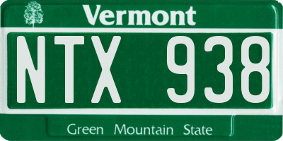 VT license plate NTX938