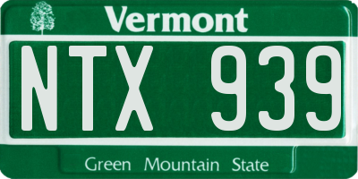VT license plate NTX939