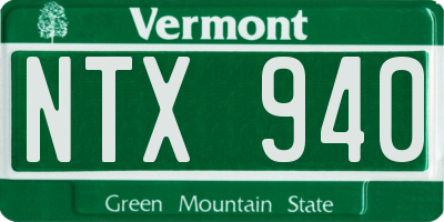VT license plate NTX940