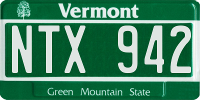 VT license plate NTX942
