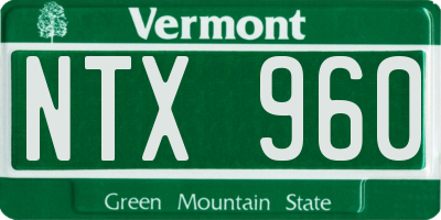 VT license plate NTX960