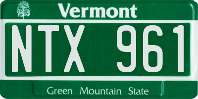 VT license plate NTX961
