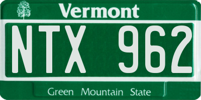 VT license plate NTX962