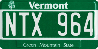 VT license plate NTX964