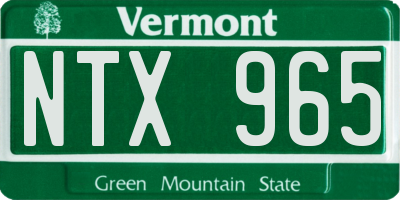 VT license plate NTX965