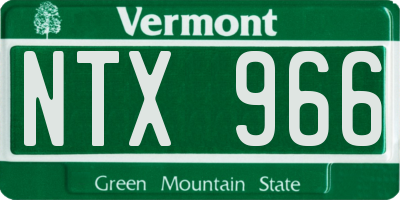VT license plate NTX966