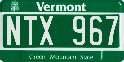 VT license plate NTX967