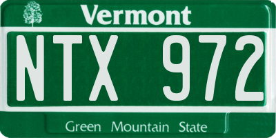 VT license plate NTX972