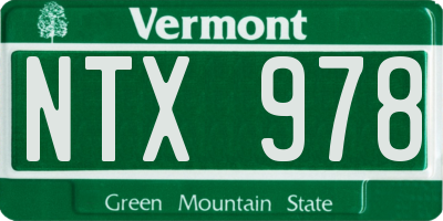 VT license plate NTX978