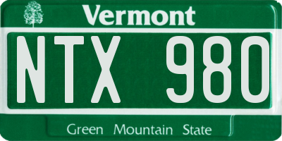 VT license plate NTX980