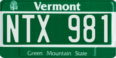 VT license plate NTX981