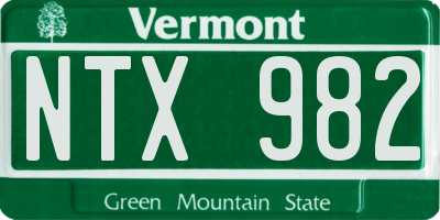 VT license plate NTX982