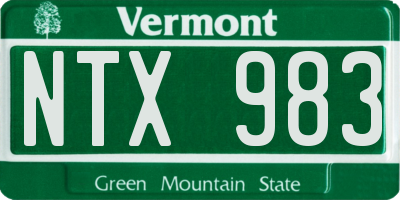 VT license plate NTX983