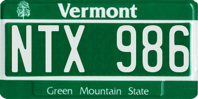 VT license plate NTX986