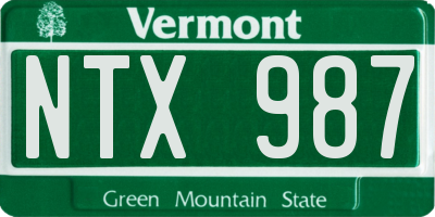 VT license plate NTX987