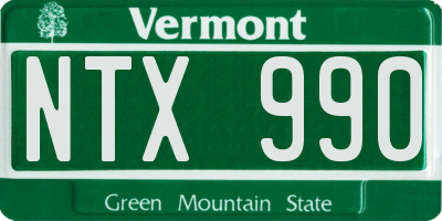 VT license plate NTX990