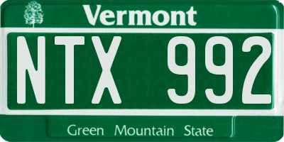 VT license plate NTX992