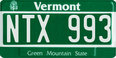 VT license plate NTX993