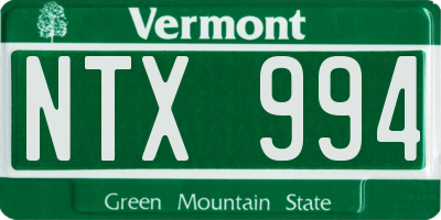 VT license plate NTX994