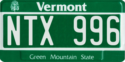 VT license plate NTX996