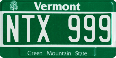VT license plate NTX999