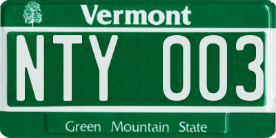 VT license plate NTY003