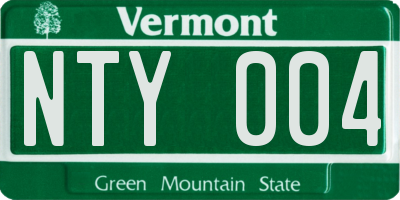 VT license plate NTY004
