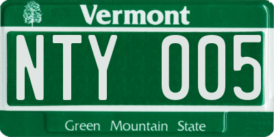 VT license plate NTY005