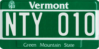 VT license plate NTY010