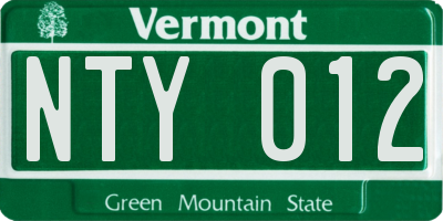 VT license plate NTY012