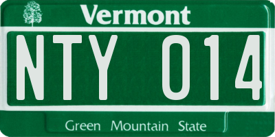 VT license plate NTY014