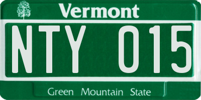 VT license plate NTY015