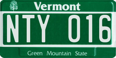 VT license plate NTY016