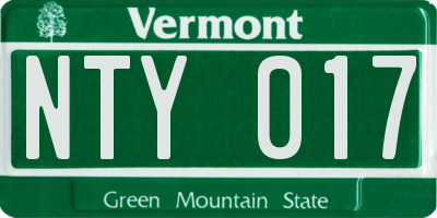 VT license plate NTY017