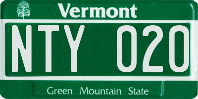 VT license plate NTY020