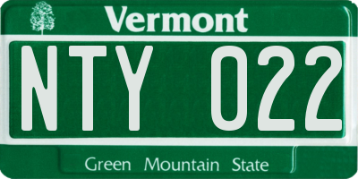 VT license plate NTY022