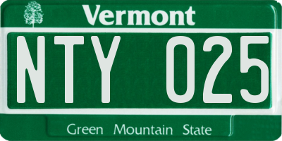 VT license plate NTY025