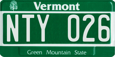 VT license plate NTY026