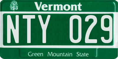VT license plate NTY029
