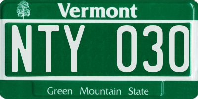 VT license plate NTY030
