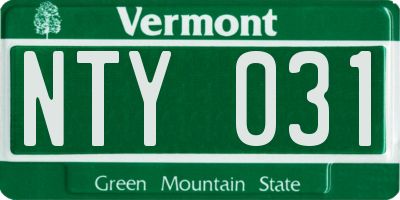 VT license plate NTY031