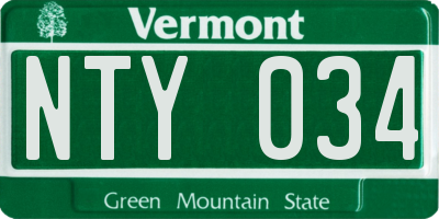 VT license plate NTY034
