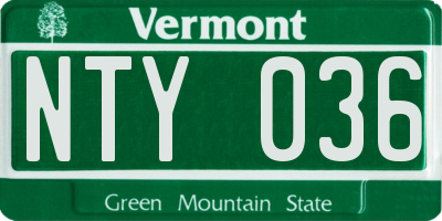 VT license plate NTY036