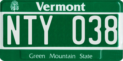 VT license plate NTY038